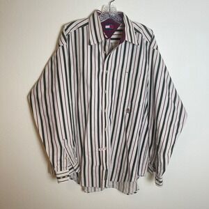 Tommy Hilfiger Mens L G Striped Button Up Shirt Long‎ Sleeve Cotton Casual